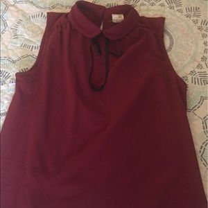 Modcloth Dark Red Blouse w/ Peter Pan Collar NWOT